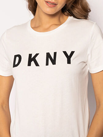 Kadın Bisiklet Yaka T-Shirt-Beyaz Siyah | XS