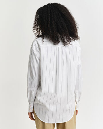 GANT Kadın Beyaz Relaxed Fit Klasik Yaka Çizgili Gömlek