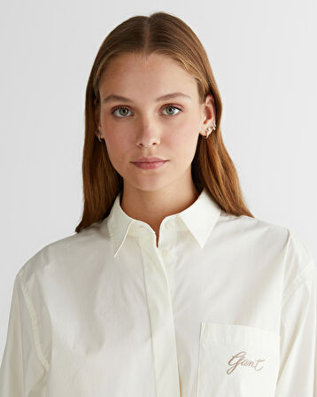 GANT Kadın Krem Klasik Yaka Gömlek
