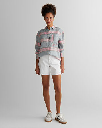 GANT Kadın Gri Klasik Yaka Çizgili Gömlek