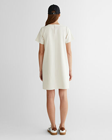 GANT Kadın Krem Bisiklet Yaka Logolu Elbise