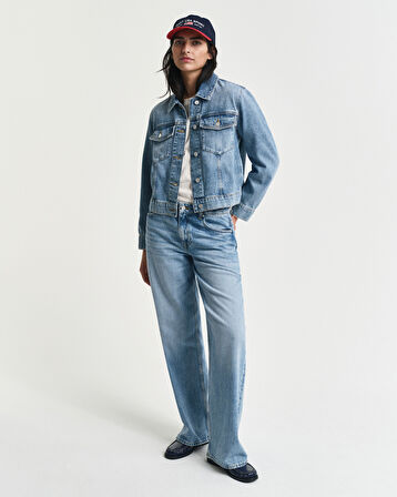GANT Kadın Mavi Regular Fit Klasik Yaka Denim Ceket
