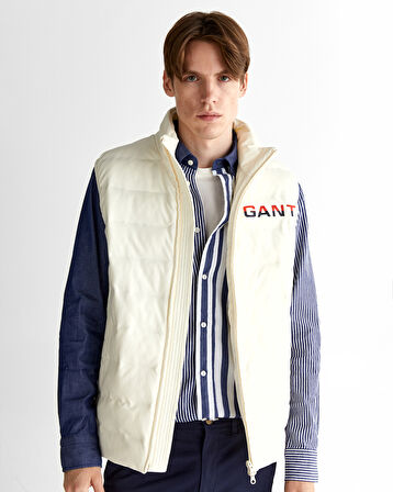 GANT Erkek Krem Regular Fit Dik Yaka Logolu Yelek