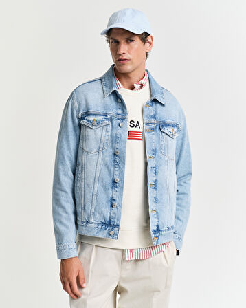 GANT Erkek Mavi Regular Fit Klasik Yaka Denim Ceket
