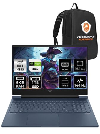 HP VİCTUS 16  i5-14500HX 8GB RAM 1TB SSD RTX4060/8GB 144Hz 16.1 FHD FDOS 9J260EA & PER4 ÇANTA