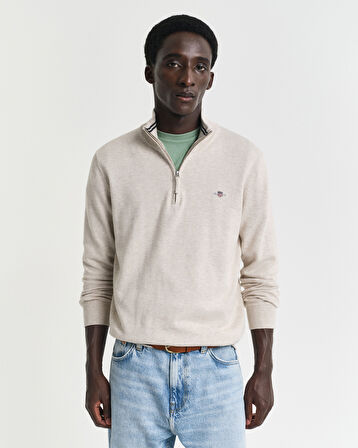GANT Erkek Bej Regular Fit Yarım Fermuarlı Kazak