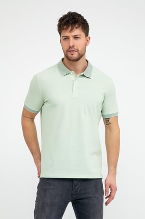 Erkek Düz Kısa Kollu Basic Uzun Buz Mavi Polo Yaka Tişört
