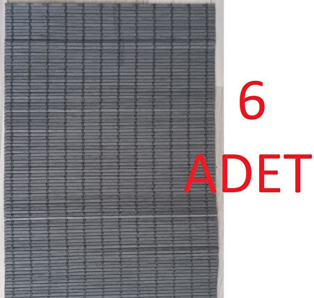 6 Adet Bambu Lüx Dekoratif Katlanır Amerikan Servis 30x42 Cm GRİ