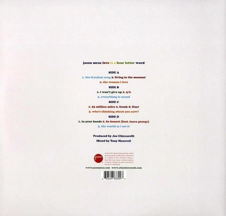Jason Mraz - Love Is A Four Letter Word (Limited Edition - Clear Vinyl) 2 x Plak