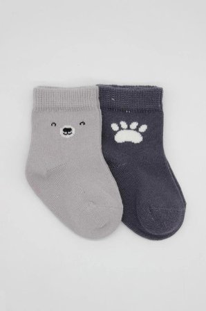 Nessiworld Bistyle Bear Penye Soket Çorap 2'Li BS10116 Gri