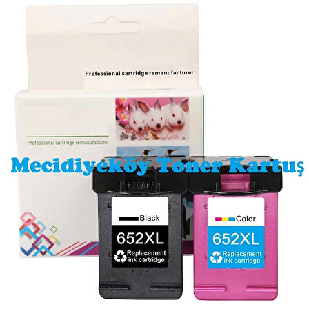 HP 652XL-F6V24AE+F6V25AE (1115-2135-2136-3635-3636-3775-3785-3787-3790-3835-4535-4675-5075-5085-5275-5675) 1 Takım Muadil Kartuşu