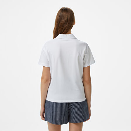 Nautica Kadın Beyaz Regular Fit Polo Yaka T-Shirt