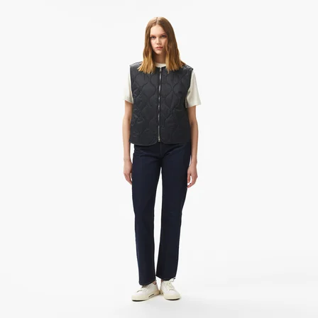 Nautica Kadın Siyah Regular Fit Kapitone Fermuarlı Yelek