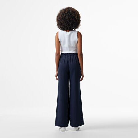 Nautica Kadın Lacivert Regular Fit Keten Karışımlı Pantolon