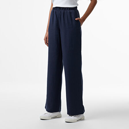 Nautica Kadın Lacivert Regular Fit Keten Karışımlı Pantolon