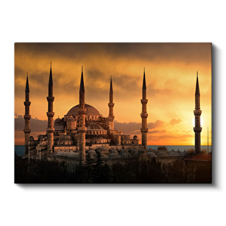 Sultanahmet Camii Altın Gün Batımı Manzarası Kanvas Tablo