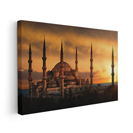 Sultanahmet Camii Altın Gün Batımı Manzarası Kanvas Tablo