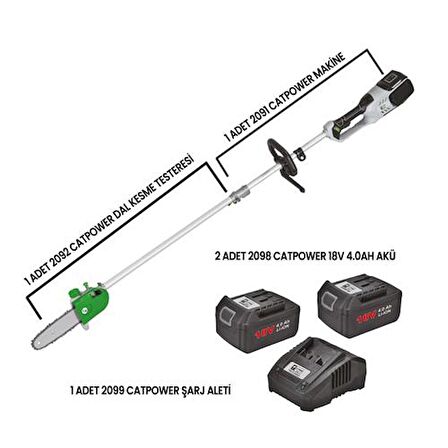 Catpower 2092 Şarjlı 4.0 Ah Çift Akülü Multi Dal Kesme Testeresi