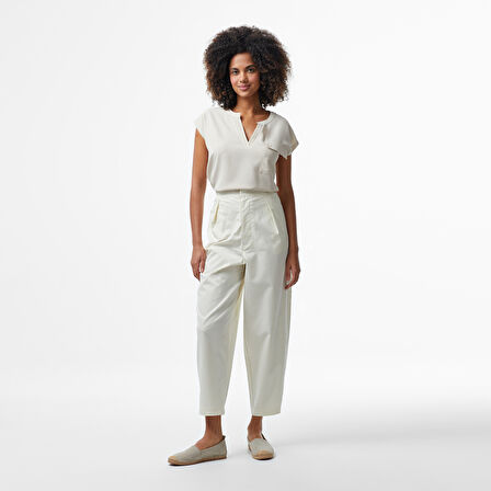 Nautica Kadın Krem Relaxed Fit Pantolon