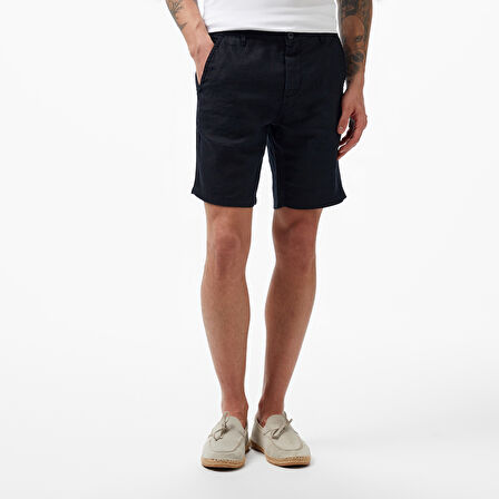 Nautica Erkek Siyah Slim Fit Keten Şort