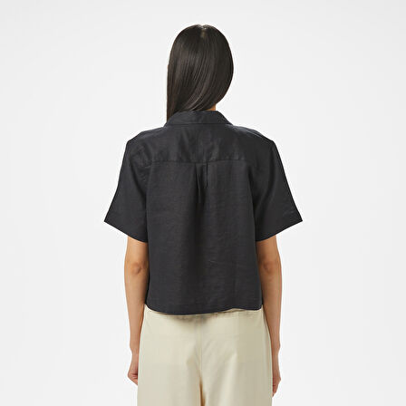 Nautica Kadın Siyah Regular Fit Keten Gömlek