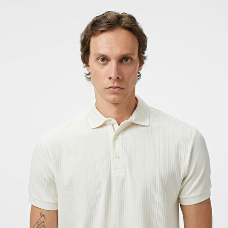 Nautica Erkek Krem Regular Fit Polo Yaka T-Shirt