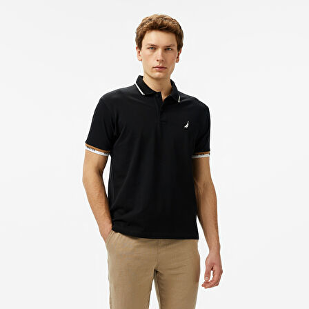 Nautica Erkek Siyah Classic Fit Polo Yaka T-Shirt