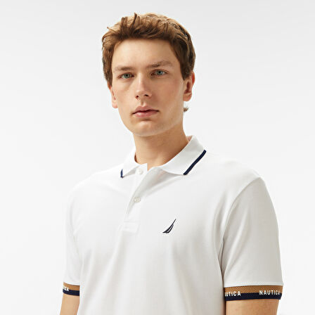 Nautica Erkek Beyaz Classic Fit Polo Yaka T-Shirt