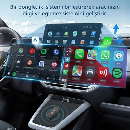 TechTic CarlinKit CarPlay&Android Auto Adaptörü Apple-Android Kablosuz Akıllı Carplay Dönüştürücü