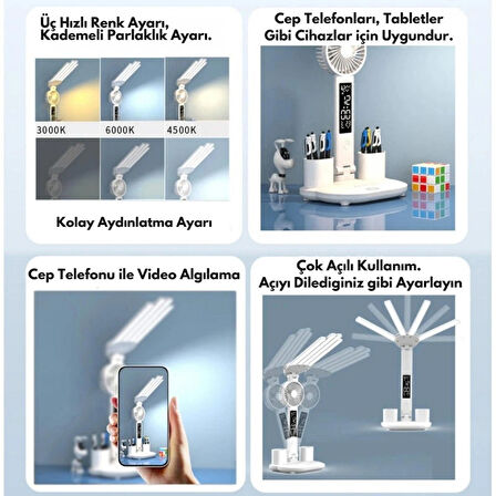 Monozone Fanlı Masa Lambası 7w Şajlı Saat Takvim Dereceli Masa Lambası Kalemlik ve Telefon Tutuculu 