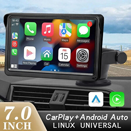 Monozone Carplay Apple-Android Auto Harici Ekran Tak Çalıştır Multimedya Kablosuz Oto Carplay 7inç