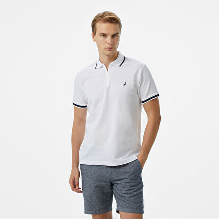 Nautica Erkek Beyaz Classic Fit Polo Yaka T-Shirt