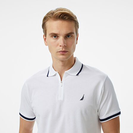 Nautica Erkek Beyaz Classic Fit Polo Yaka T-Shirt