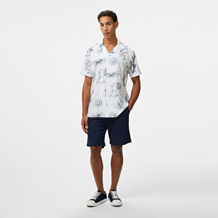 Nautica Erkek Beyaz Classic Fit Desenli Gömlek