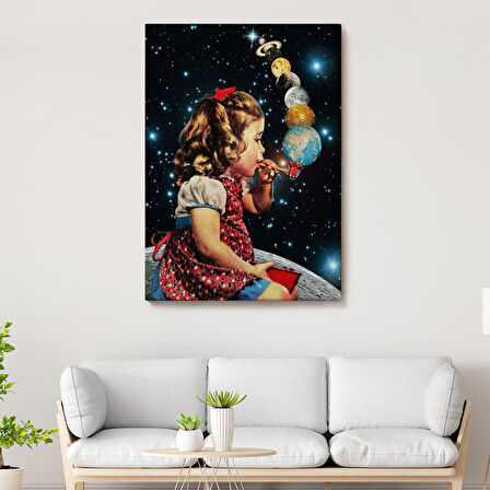Galaksiler İle Oynayan Kız Çocuğu Tablosu-6042