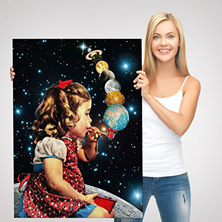 Galaksiler İle Oynayan Kız Çocuğu Tablosu-6042