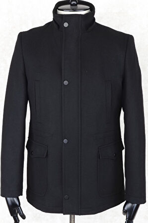 JANCARLUCCİ  Erkek Dizüstü Slimfit Çıkarılabilir  Kapüşonlu Torba Cep Fermuarlı Astarlı  Kaşe Kaban 