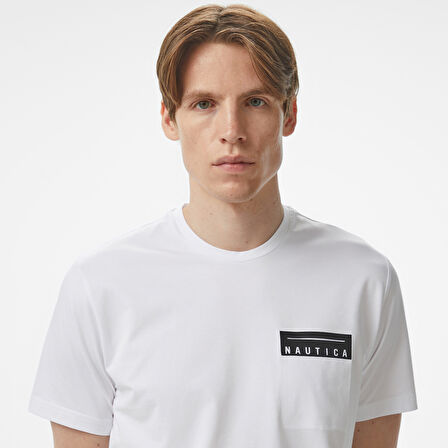Nautica Erkek Beyaz Regular Fit Baskılı T-Shirt