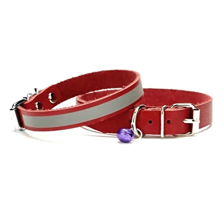 Doggie Reflektörlü Kedi ve Yavru Köpek Tasması 1,0x19 cm Kırmızı Small