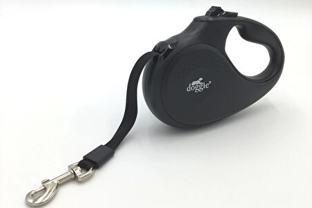 Doggie Master Seri Otomatik Makaralı Köpek Gezdirme 50 kg / 5 M Siyah