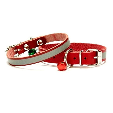 Reflektörlü Yavru Köpek Tasması 1,5 * 29 cm Kırmızı X Large