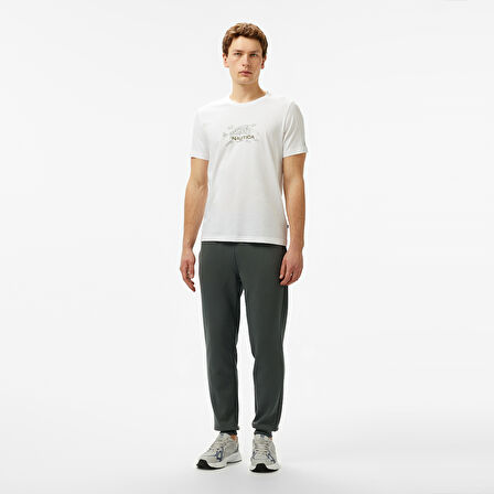 Nautica Erkek Beyaz Regular Fit Baskılı T-Shirt