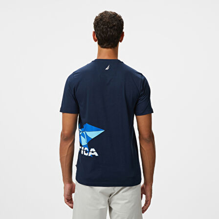 Nautica Erkek Lacivert Regular Fit Baskılı T-Shirt