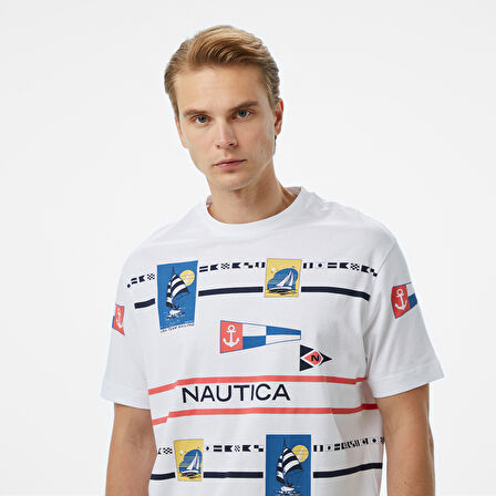 Nautica Erkek Beyaz Oversize Fit T-Shirt