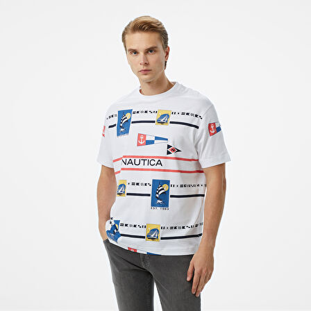 Nautica Erkek Beyaz Oversize Fit T-Shirt