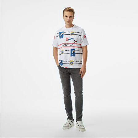 Nautica Erkek Beyaz Oversize Fit T-Shirt