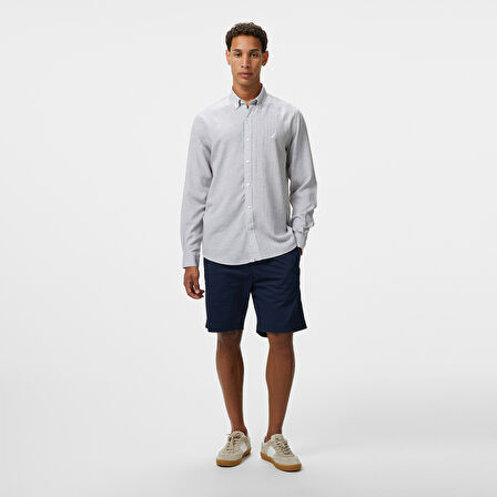 Nautica Erkek Gri Classic Fit Çizgili Gömlek