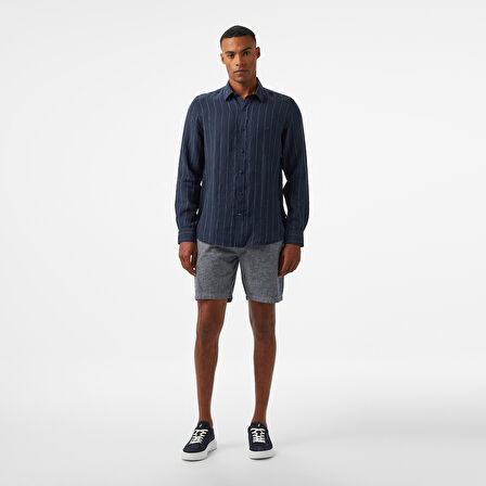 Nautica Erkek Lacivert Classic Fit Çizgili Gömlek
