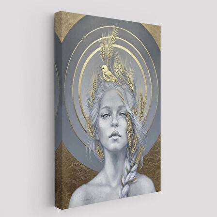 Altın Detayları İle Güzel Kadın Duvar Tablosu-6044