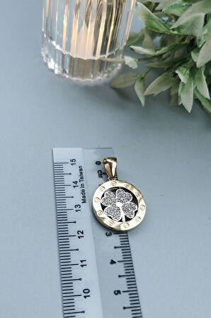 Altın Madalyon Yonca Kolye Ucu